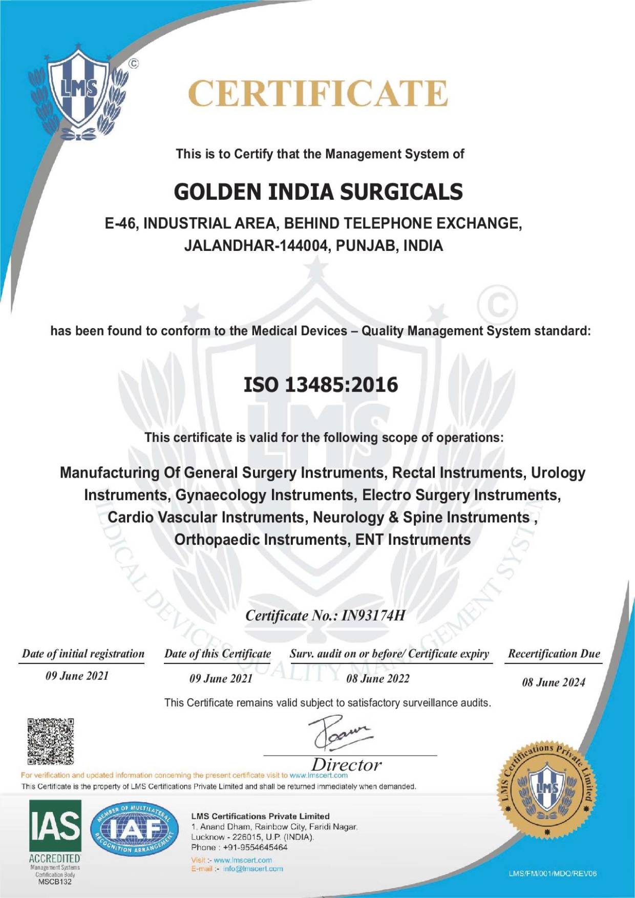 GOLDEN INDIA SURGICAL (CE CERT)