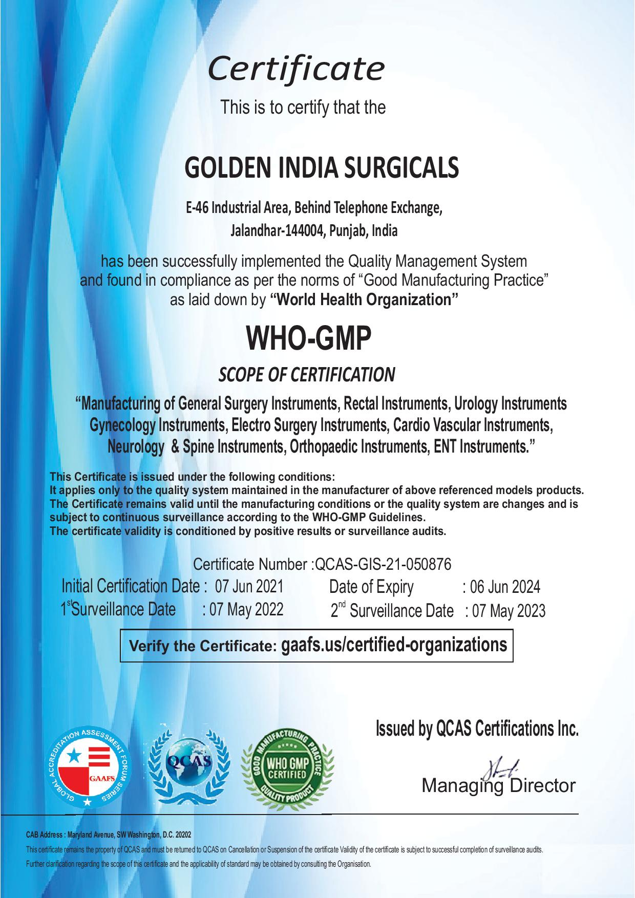 GOLDEN INDIA SURGICALS (ISO 9001 CERT)