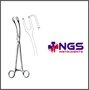 TENACULUM FORCEP SHROEDER 2X2 TEETH CURVED